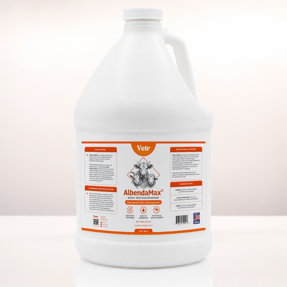 AlbendaMax 11.36% Albendazole Oral Liquid for Horses, Cattle & Sheep