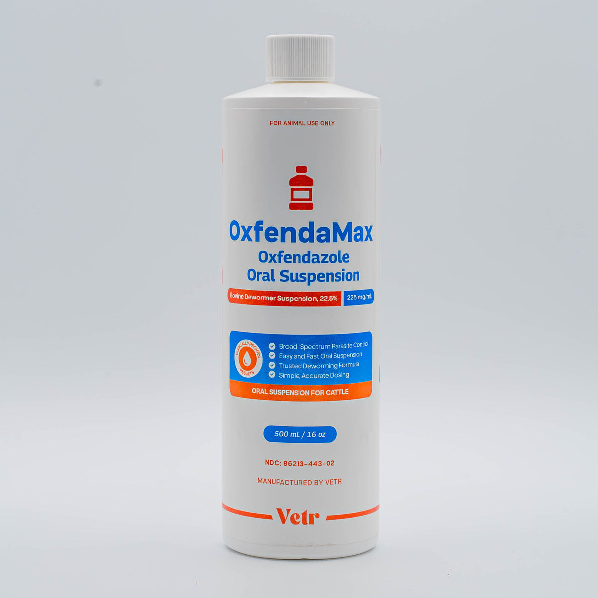OxfendaMax 22.5% Oxfendazole Oral Suspension Dewormer, 500mL / 16 fl oz