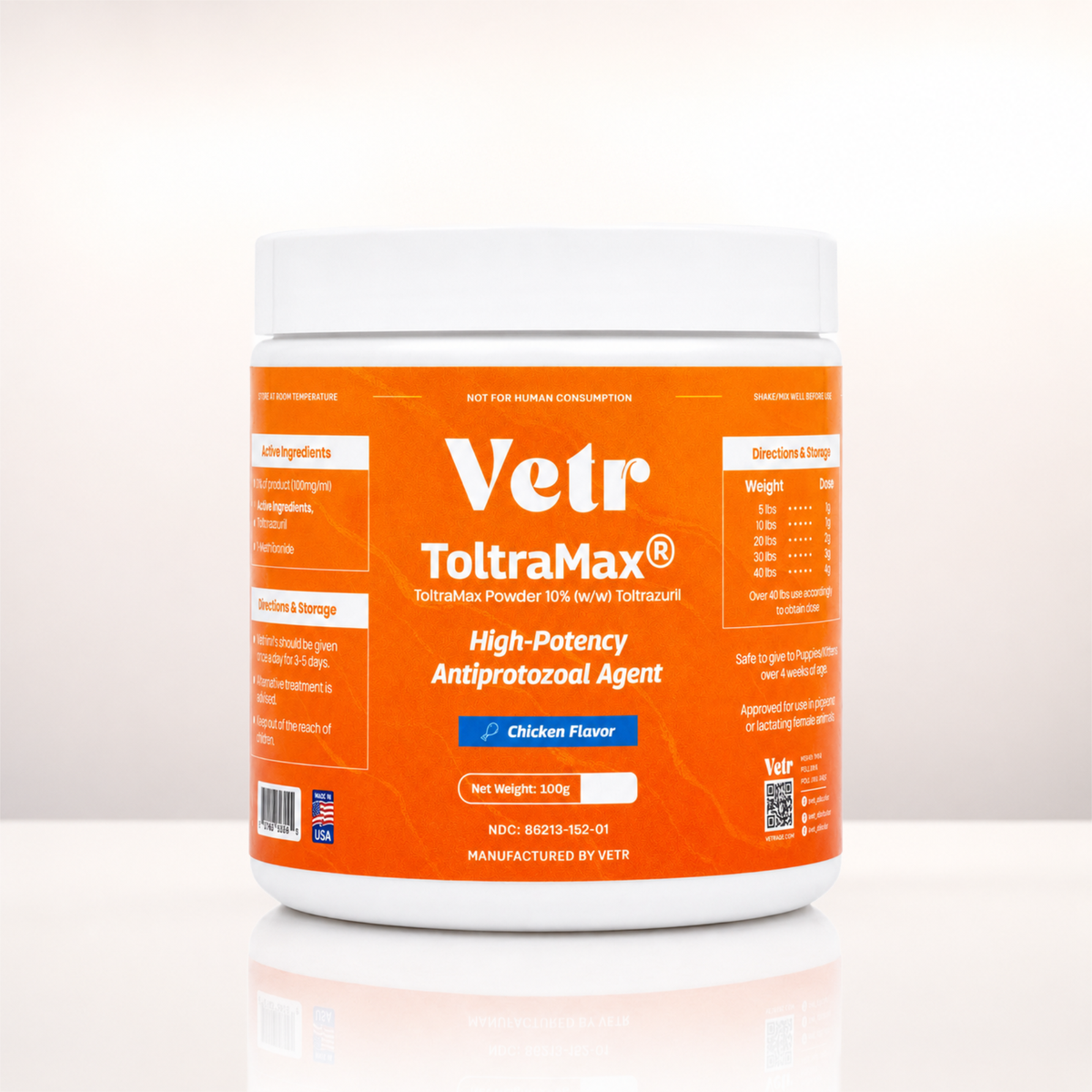 ToltraMax 10% Toltrazuril Powder for Dogs, Cats, & Horses, 100 grams