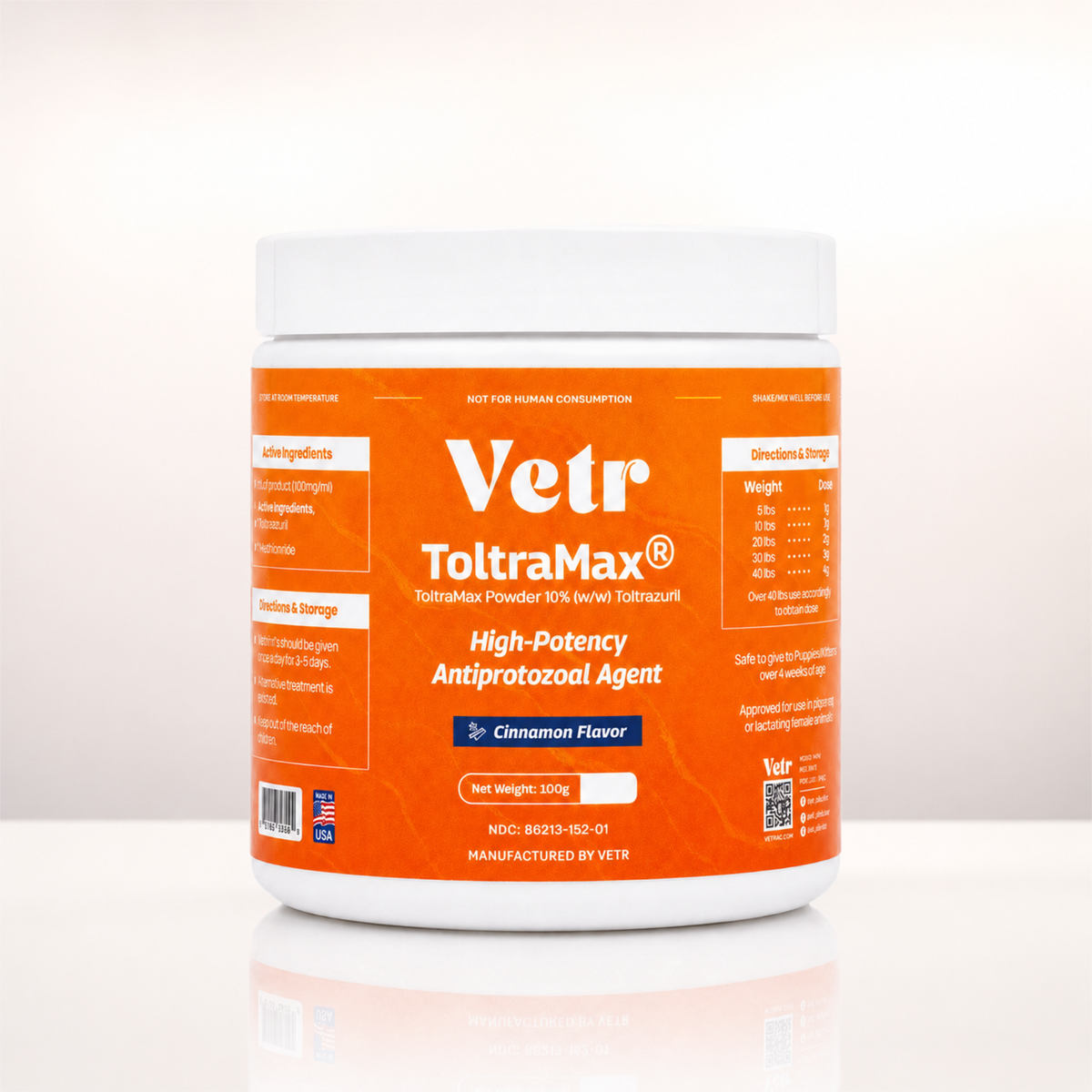 ToltraMax 10% Toltrazuril Powder for Dogs, Cats, & Horses, 100 grams