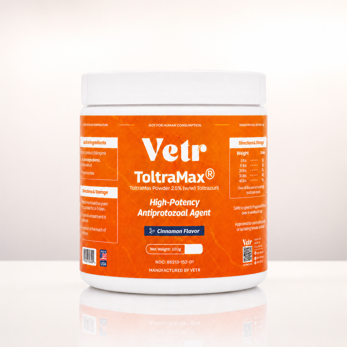 ToltraMax 2.5% Toltrazuril Powder for Dogs, Cats, & Horses, 100 grams