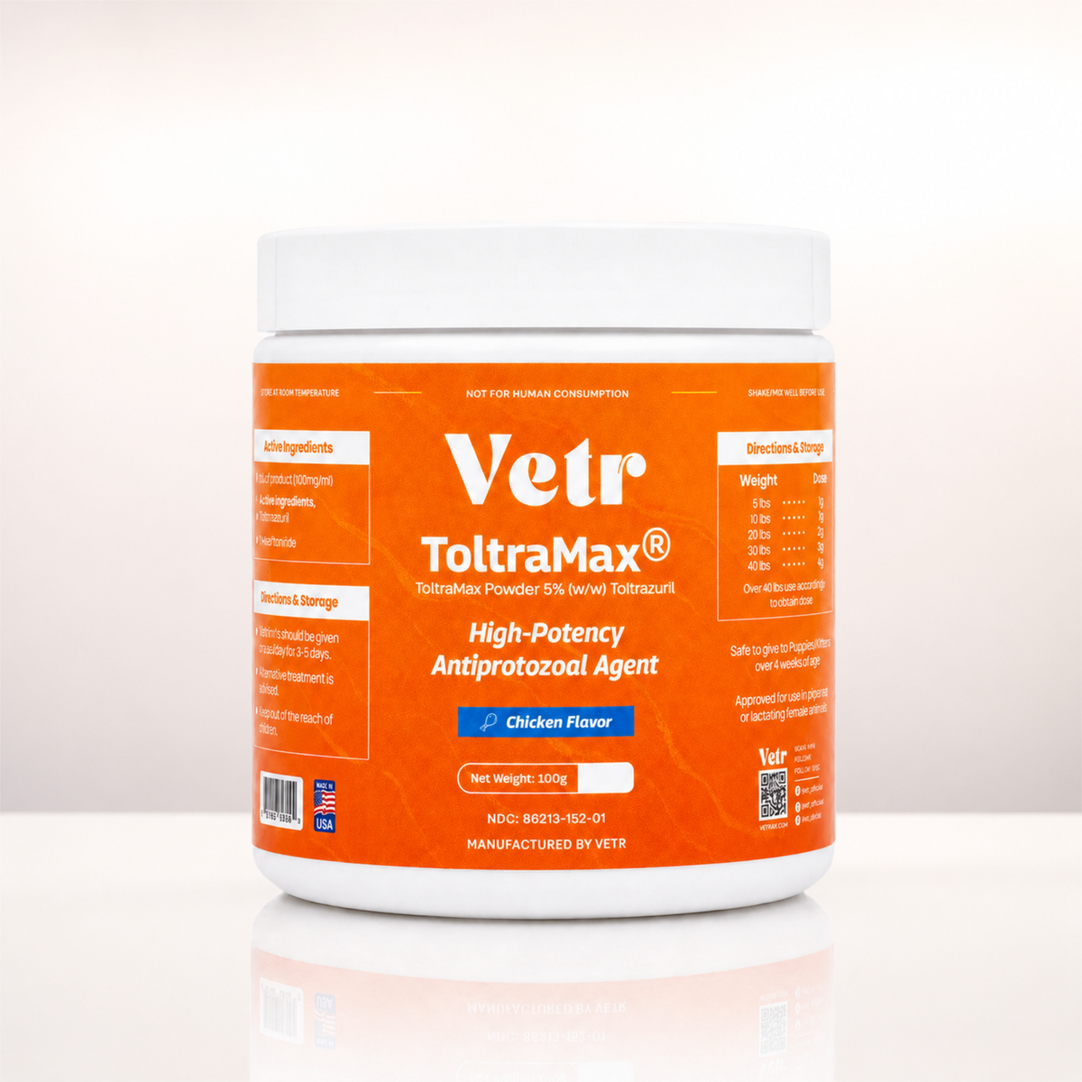 ToltraMax 5% Toltrazuril Powder for Dogs, Cats, & Horses, 100 grams