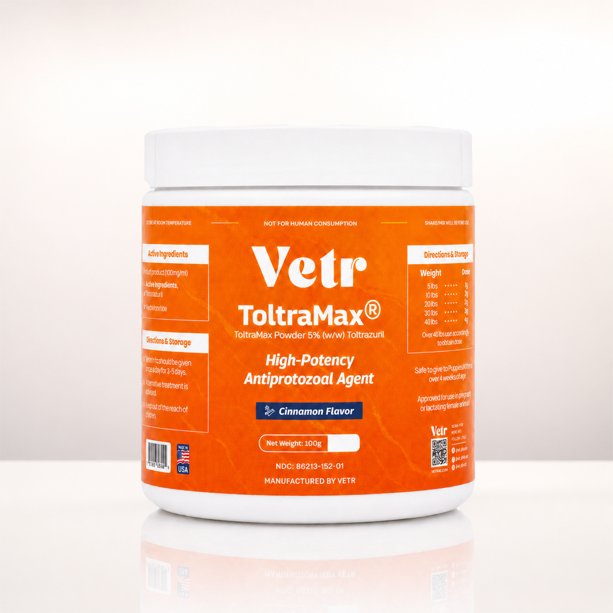 ToltraMax 5% Toltrazuril Powder for Dogs, Cats, & Horses, 100 grams
